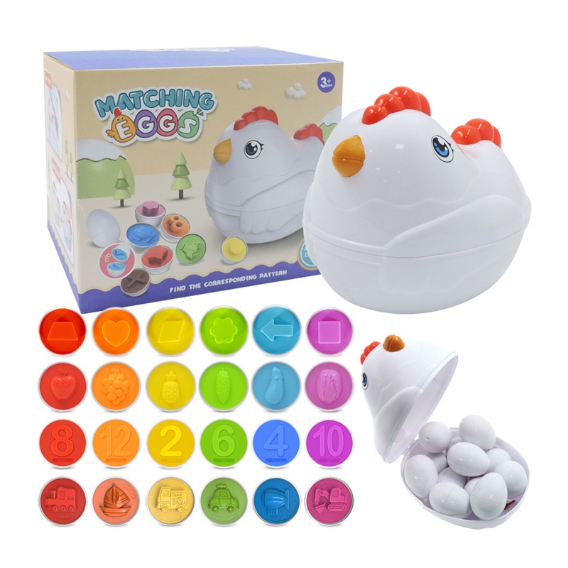 Bộ 12 Quả Trứng Đồ Chơi Giảng Dạy Phát Triển Trí Não Cho Bé