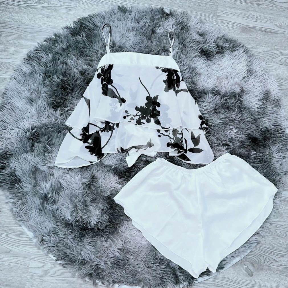 Đồ Ngủ Sexy Nữ , Set 2 Dây Cột Nơ Sau Voan Quần Đùi Lụa Màu Trơn Thời Trang Sexy, Gợi Cảm | BigBuy360 - bigbuy360.vn