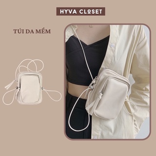 Túi đeo chéo bằng da mềm hình chữ nhật có dây rút SẴN