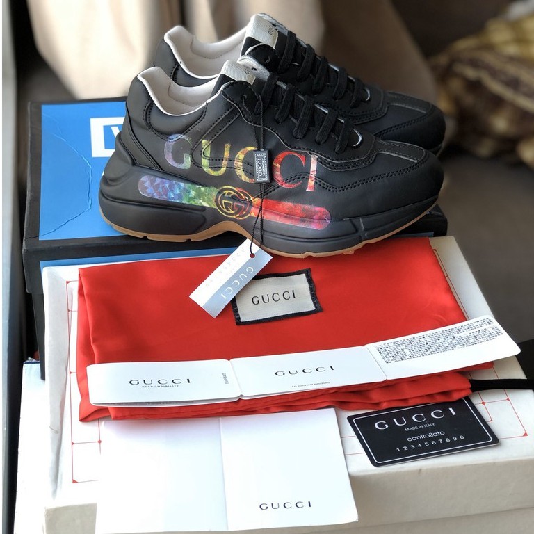 ✔️Giày Gucci Chunky Đen Chữ Ngang Fullbox Cao Cấp✔️