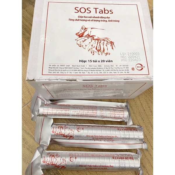 1 thanh SOS TAB 20 viên 1 túi dùng cho heo nái