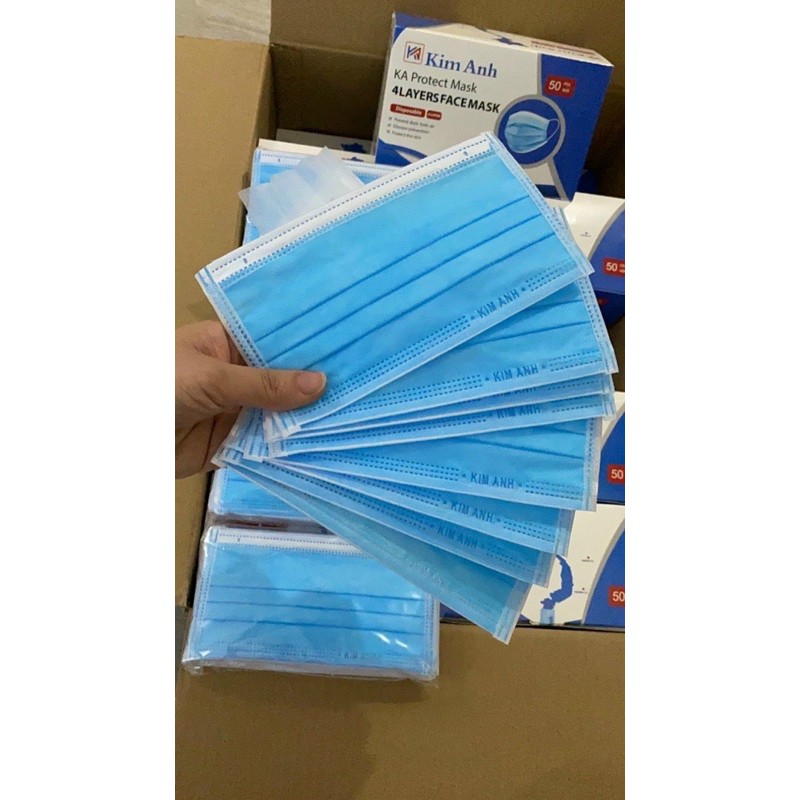 Khẩu trang y tế 4 lớp cao cấp KIM ANH hộp 50 cái .