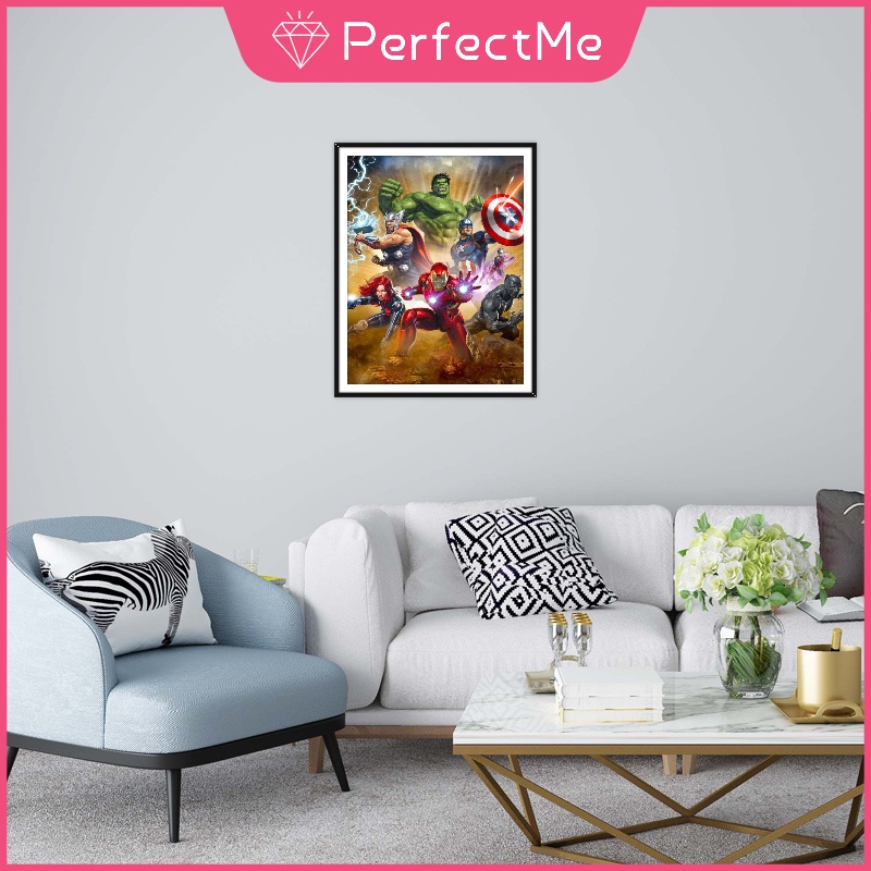 Bộ tranh đính đá tự làm hình anh hùng kích thước 30x40cm trang trí nhà cửa