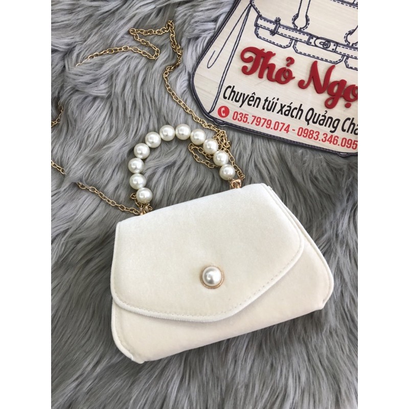 Túi xách nhung khóa đính hạt siêu xinh | BigBuy360 - bigbuy360.vn