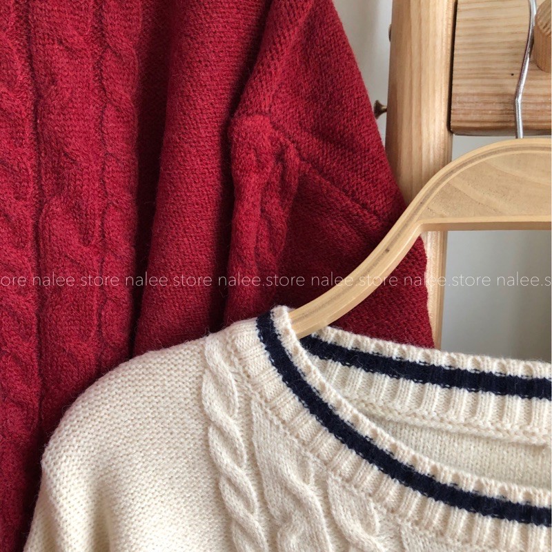 Áo len thừng hoạ tiết ô trám