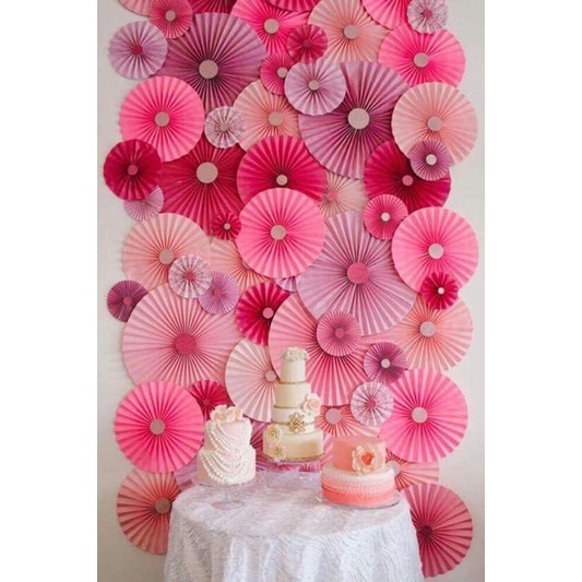 Giấy mỹ thuật A0 gấp quạt làm hoa backdrop, hoa khổng lồ màu hồng