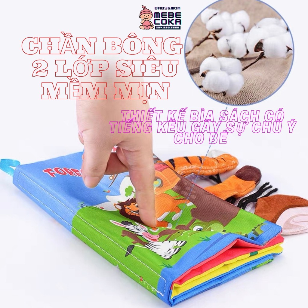 Sách vải cho bé ,sách vải giáo dục họa tiết bán 3D kích thích thị giác, nhiều chủ đề vừa học vừa chơi