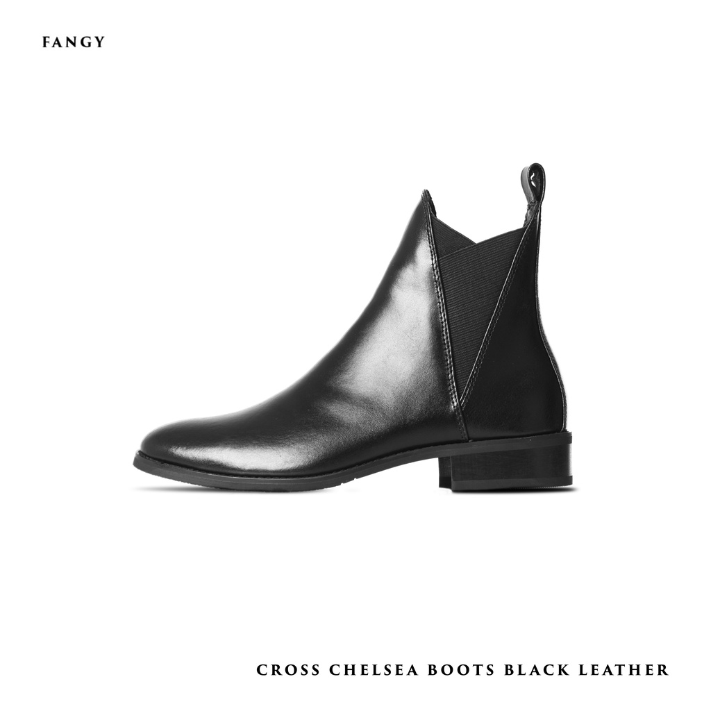 Giày boot FANGY Cross Chelsea Boots Đen Bóng | BigBuy360 - bigbuy360.vn