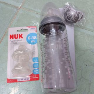 Set bình kèm ti giả và núm ti Nuk