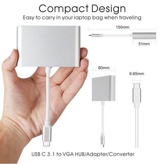 Cáp Chuyển Đổi Type-C Sang USB 3.0 VGA Adapter Cao Cấp