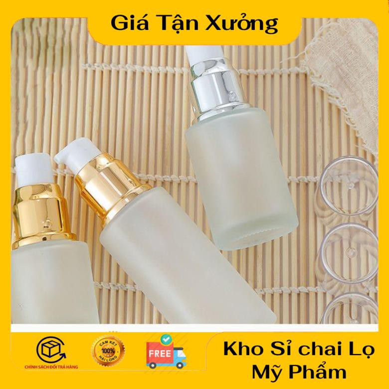 Chai Chiết Mĩ Phẩm ❤ TRÙM SỈ ❤ Lọ Thủy tinh mờ Vai ngang Xịt giọt 20ml,30ml,50ml đựng kem dưỡng da, sửa rửa mặt, serum