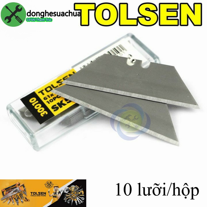 Lưỡi dao rọc giấy TOLSEN 30010 kích thước 61*19mm 10 lưỡi/hộp