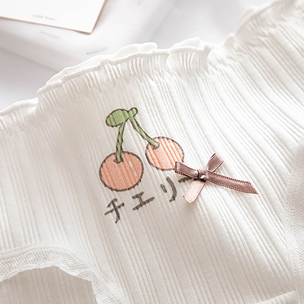 Quần lót cotton lưng vừa thoáng khí họa tiết dâu tây/cherry dễ thương quyến rũ cho nữ