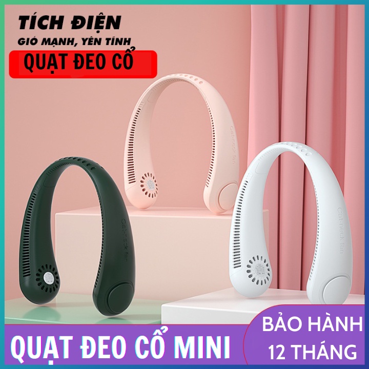 Quạt Mini Đeo Cổ Siêu Mát 3 Tốc Độ Gió Tiện Lợi , An Toàn , Pin 4000mah - Sử Dụng 8 - 12 Tiếng (Bảo Hành 12 Tháng)