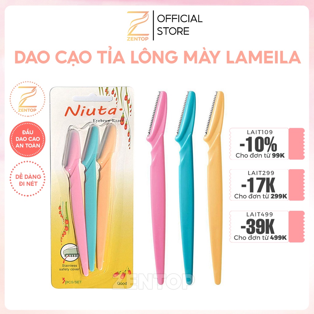 Dao cạo tỉa lông mày Lameila, dao cạo mảnh sắc, tỉa được nhiều kiểu lông mày nhỏ gọn tiện lợi Zentop