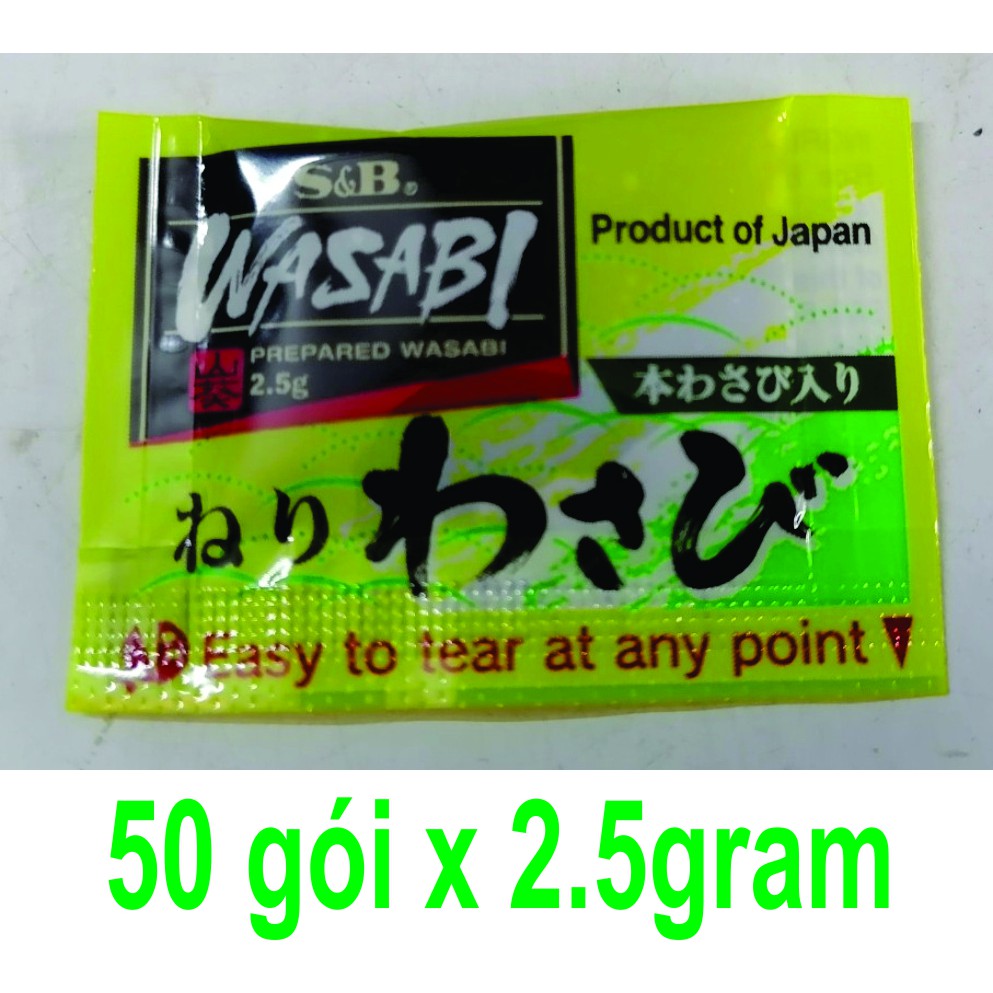 [50 gói x 2.5g] Gia vị mù tạt xanh wasabi [Japan] S&amp;B Prepared Wasabi Sachet (hty-hk)