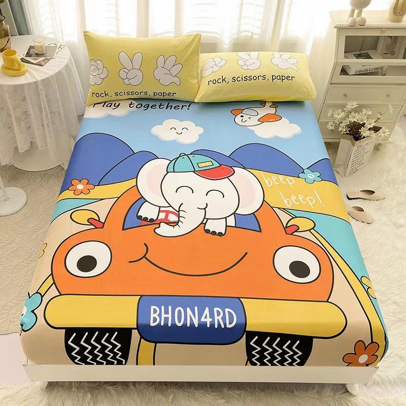 Bộ ga giường và vỏ gối cotton living, ga gối cotton 100% bền đẹp nhiều màu