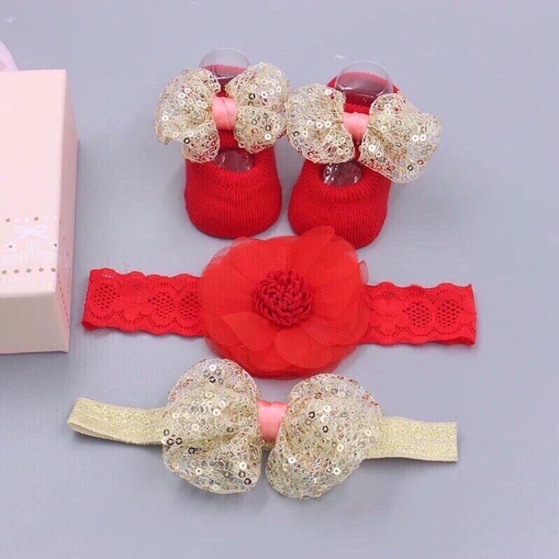 Tuban hộp set 3 (1 đôi giày + 2 tuban), tuban nơ giày