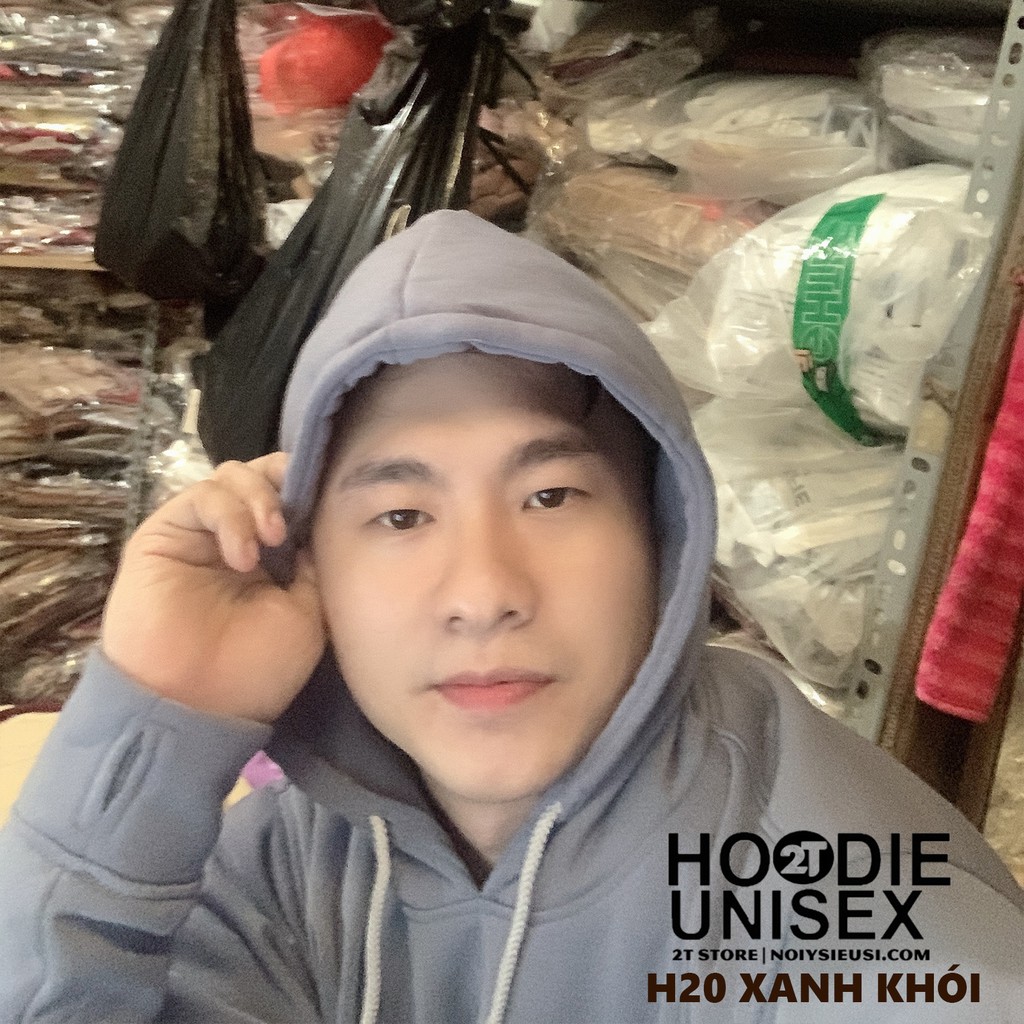 Áo hoodie unisex 2T Store H20 Xanh Khói - Áo khoác nỉ chui đầu nam nón 2 lớp dày dặn chất lượng đẹp | BigBuy360 - bigbuy360.vn