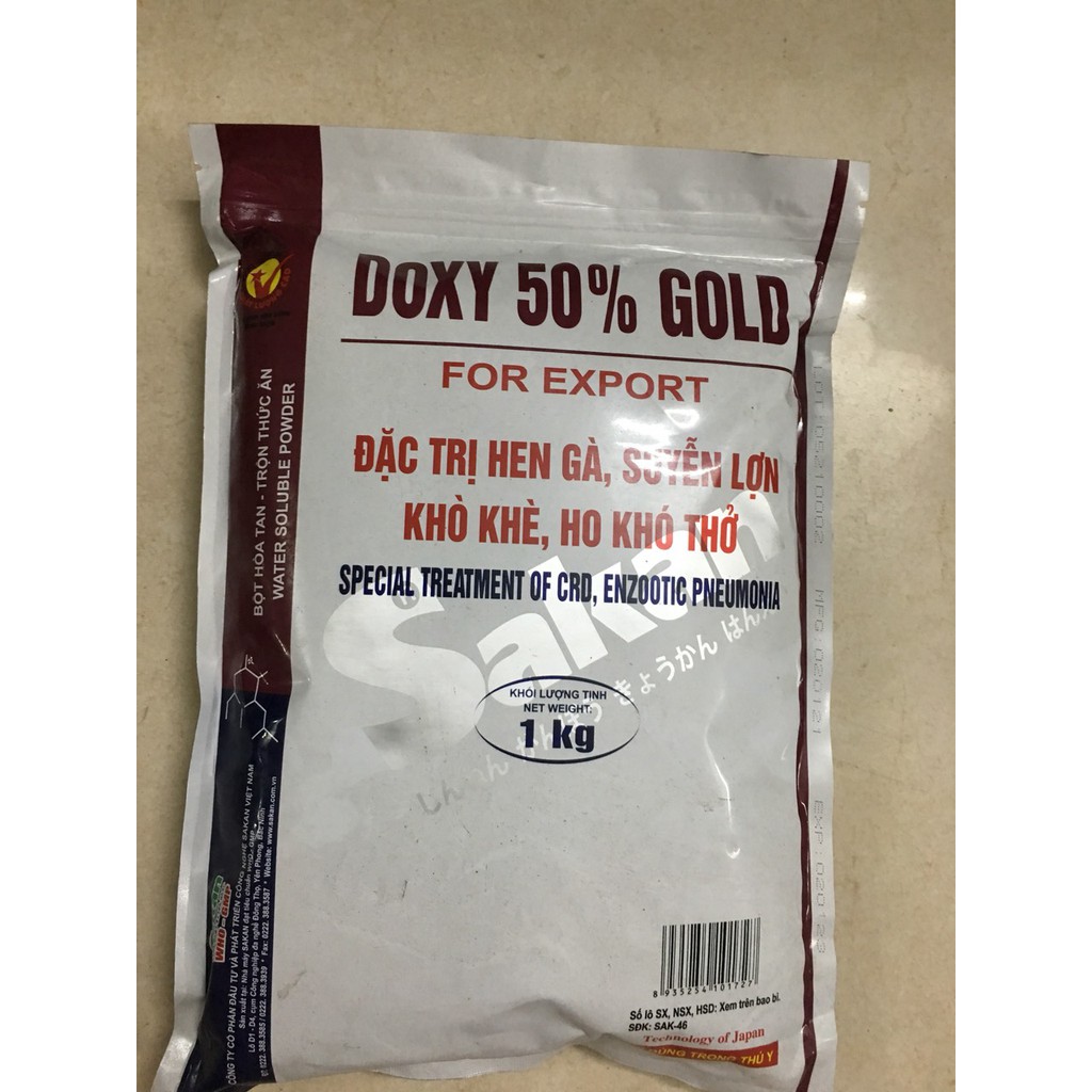 Doxy 50% gold Sakan (hen gà, suyễn lợn, khò khè, ho khó thở) 1kg - chỉ dùng trong thú y