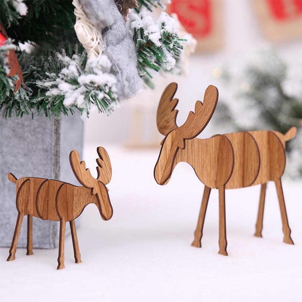 Phụ kiện treo trang trí cây thông noel hình tuần lộc bằng gỗ dễ thương