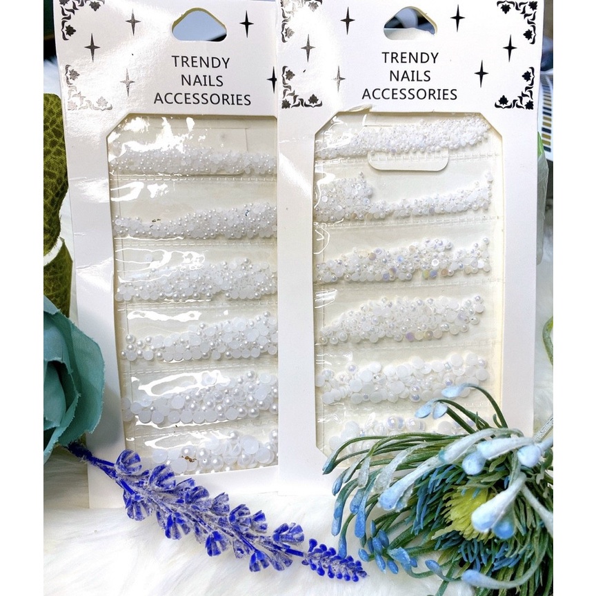 Set trai nửa mĩ size trắng, 7 màu, phụ kiện nail