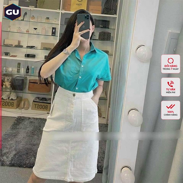 Áo Sơ Mi Nữ Ngắn Tay GU Túi Zip | BigBuy360 - bigbuy360.vn