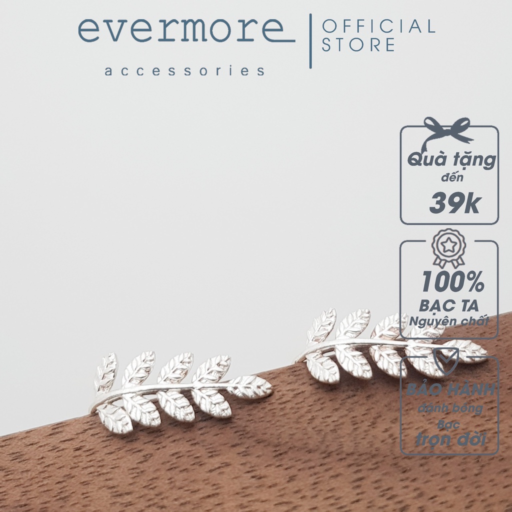 Bông tai bạc chiếc lá EVERMORE, bông tai bạc chiếc lá may mắn thanh lịch, minimalism - H041