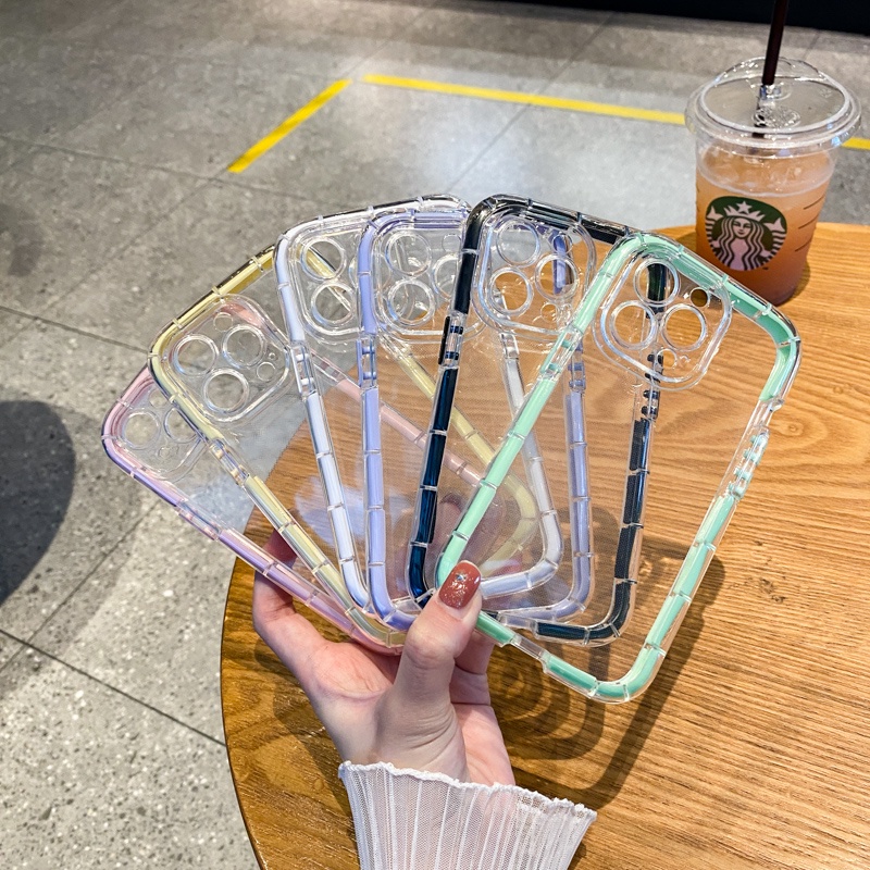 Ốp Điện Thoại Trong Suốt Dày Dặn Màu Kẹo Chống Sốc Cho iPhone 11 12 13 Pro Max