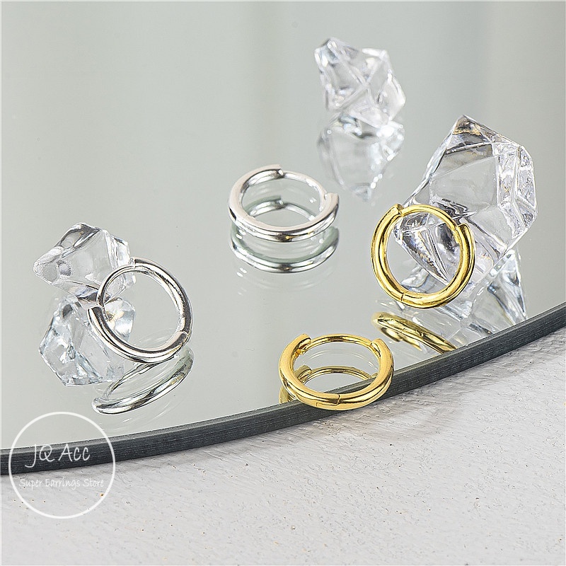 Bông Tai Titan Nữ Bộ Khuyên Tai Tròn Bằng Thép Titan Không Gây Dị Ứng Thời Trang Cho Nữ