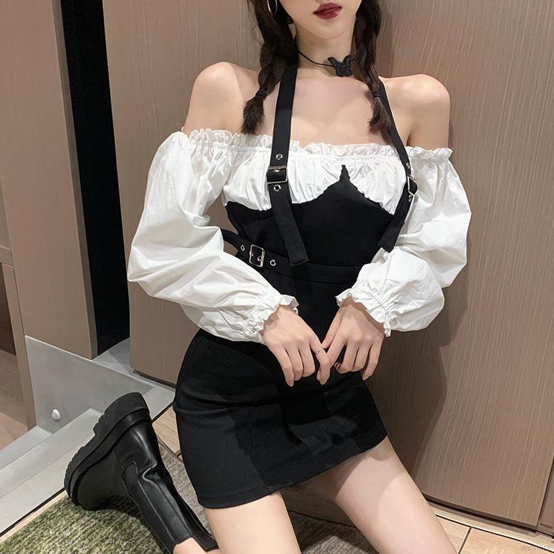 Đầm ôm Tay Dài Ôm Dáng Giả Hai Lớp Phong Cách Retro | BigBuy360 - bigbuy360.vn