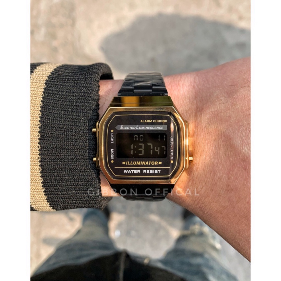 Đồng hồ nam, nữ a168 dây thép không rỉ 4 màu thời trang