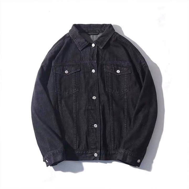 Áo khoác jean Unisex đen trơn  - hottrend