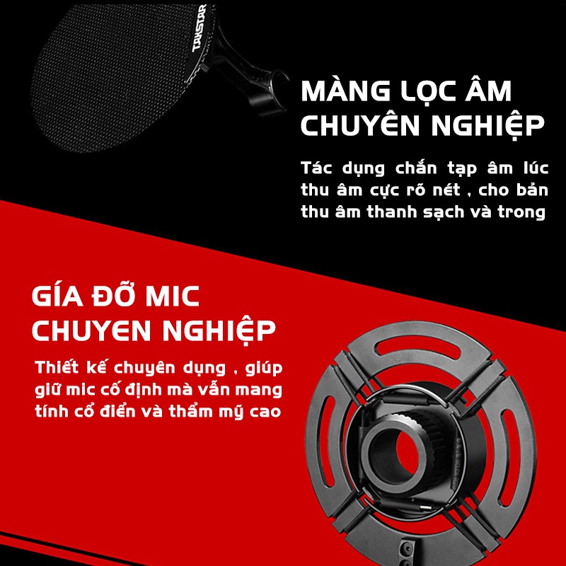 Mic Thu Âm Hát Livestream Cao Cấp Takstar PC-K800 Lọc Ồn, Độ Nhạy Cao, Mạ Vàng Tinh Xảo, Chính Hãng Bảo Hành 1 Năm