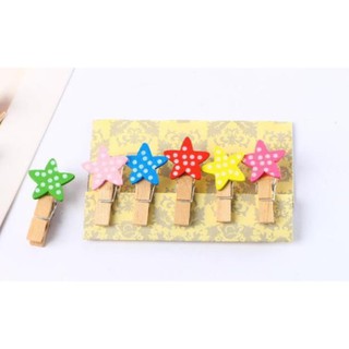 COMBO 10 KẸP GỖ NGÔI SAO CHẤM BI