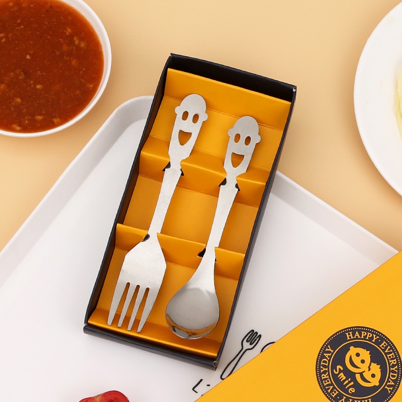 Bộ đồ ăn hình mặt cười bằng thép không gỉ chất lượng cao