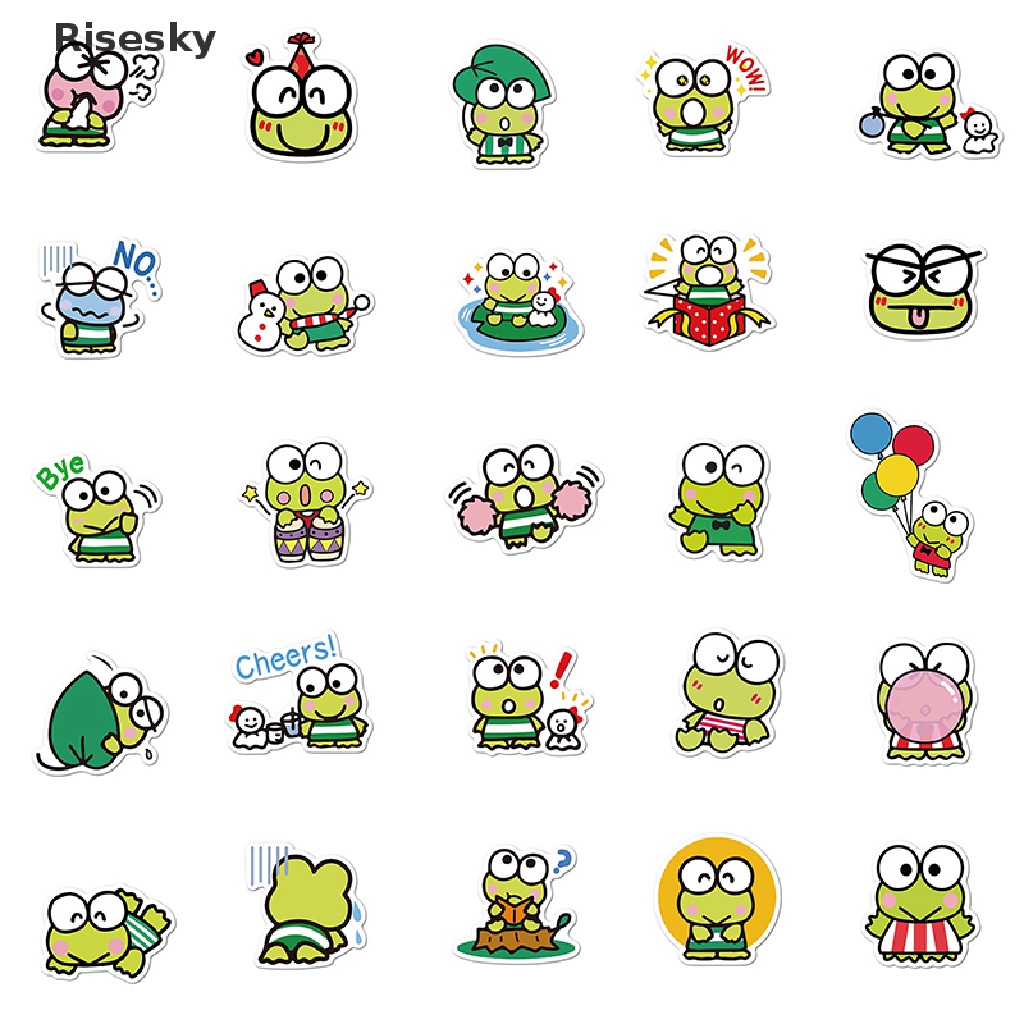 Bộ 50 Miếng Đề Can Hoạt Hình Kero Keroppi Dễ Thương Dán Trang Trí Nhật Ký / Điện Thoại / Laptop