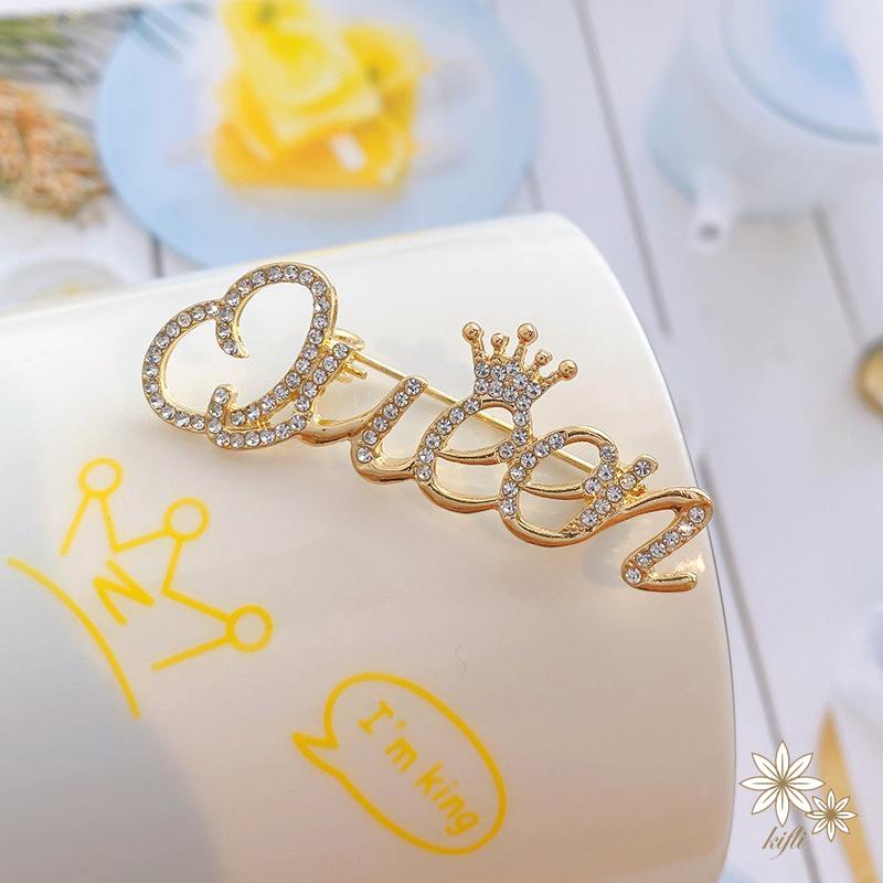 【kifli】Ghim Cài Áo Hình Vương Miện Và Chữ Queen Đính Đá Thời Trang Cho Nữ