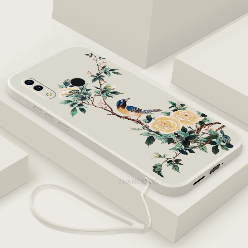 Ốp Điện Thoại TPU Mềm Họa Tiết Hoa Và Chim Có Dây Đeo Cho Huawei nova 3i nova 3