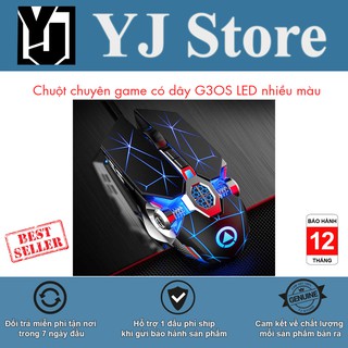 Chuột chuyên game có dây G3OS với hai nút tăng giảm độ phân giải, hiệu ứng Led nhiểu màu, thiết kế ấn tượng-YJ
