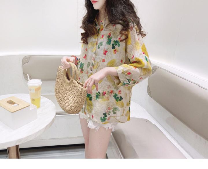 Áo nữ tay 3/ 4 in hoa thời trang Hàn Quốc cho nữ