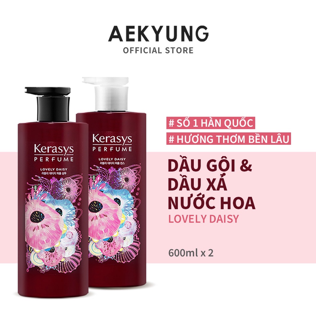 Bộ dầu gội/ dầu xả Kerasys hương nước hoa Lovely daisy 600ml x 2