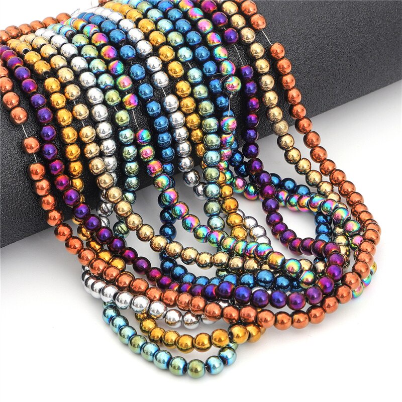 Chuỗi Hạt Đá Hematite Tự Nhiên 2 / 3 / 4 / 6mm Làm Trang Sức Thủ Công 15 &quot;