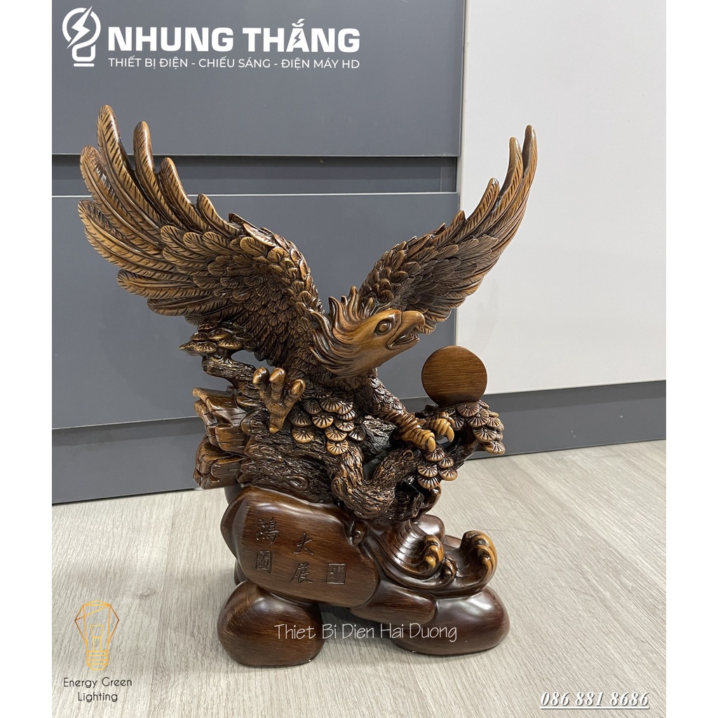 Tượng Phong Thủy Đại Bàng Tung Cánh - Cao 42cm - Quà Tặng Sếp, Tân Gia Khai Trương Trang Trí Nhà Cửa - Bảo Hành 12 Tháng