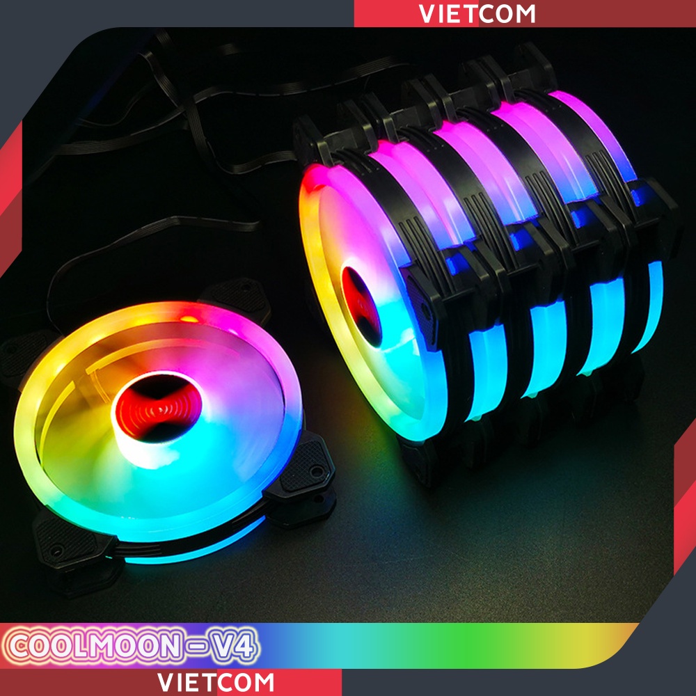 [ BỘ 6 FAN + HUB ] Fan Led RGB Coolmoon V4 + Bộ Hub Coolmoon và điều khiển