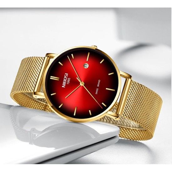 Đồng hồ nam dây lưới thép Nibosi 2362 fullbox