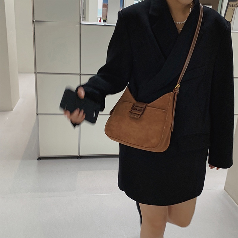 Túi Đeo Vai / Xách Tay Bằng Da Lộn Nhám Phong Cách Retro 2022 Mới Cao Cấp Cho Nữ