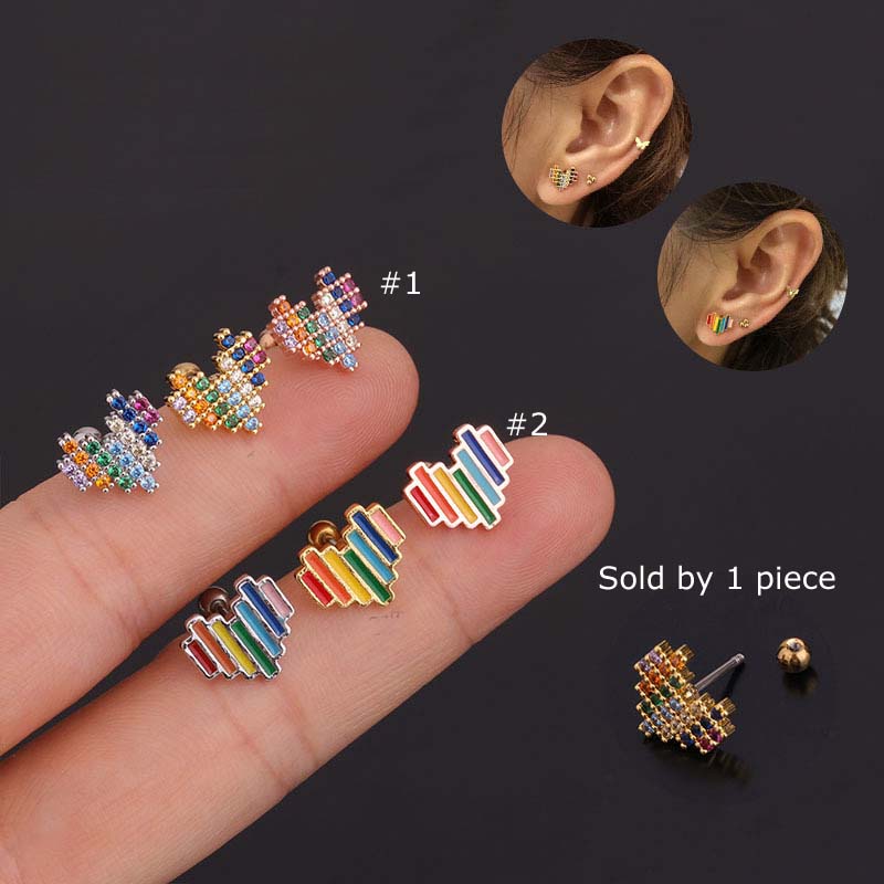 Khuyên xỏ cơ thể hình trái tim dài 6mm thời trang