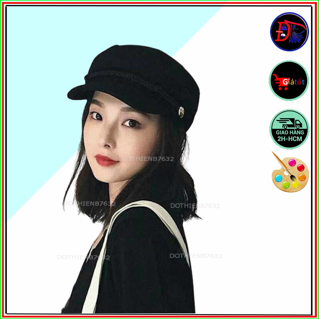 Mũ nồi Beret HOT Girl loại 1 ⚡️ VẢI NỈ ⚡️ nón mỏ da cho trẻ em người lớn màu đen