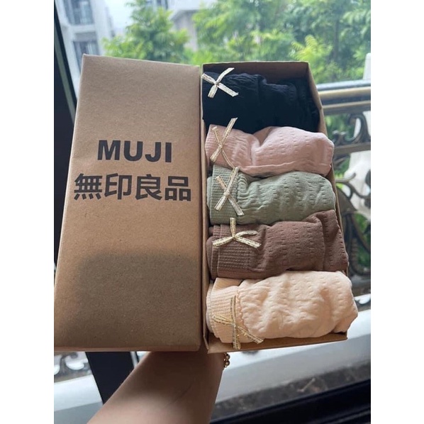 Set 5 cái quần lót Muji cotton nhăn kháng khuẩn